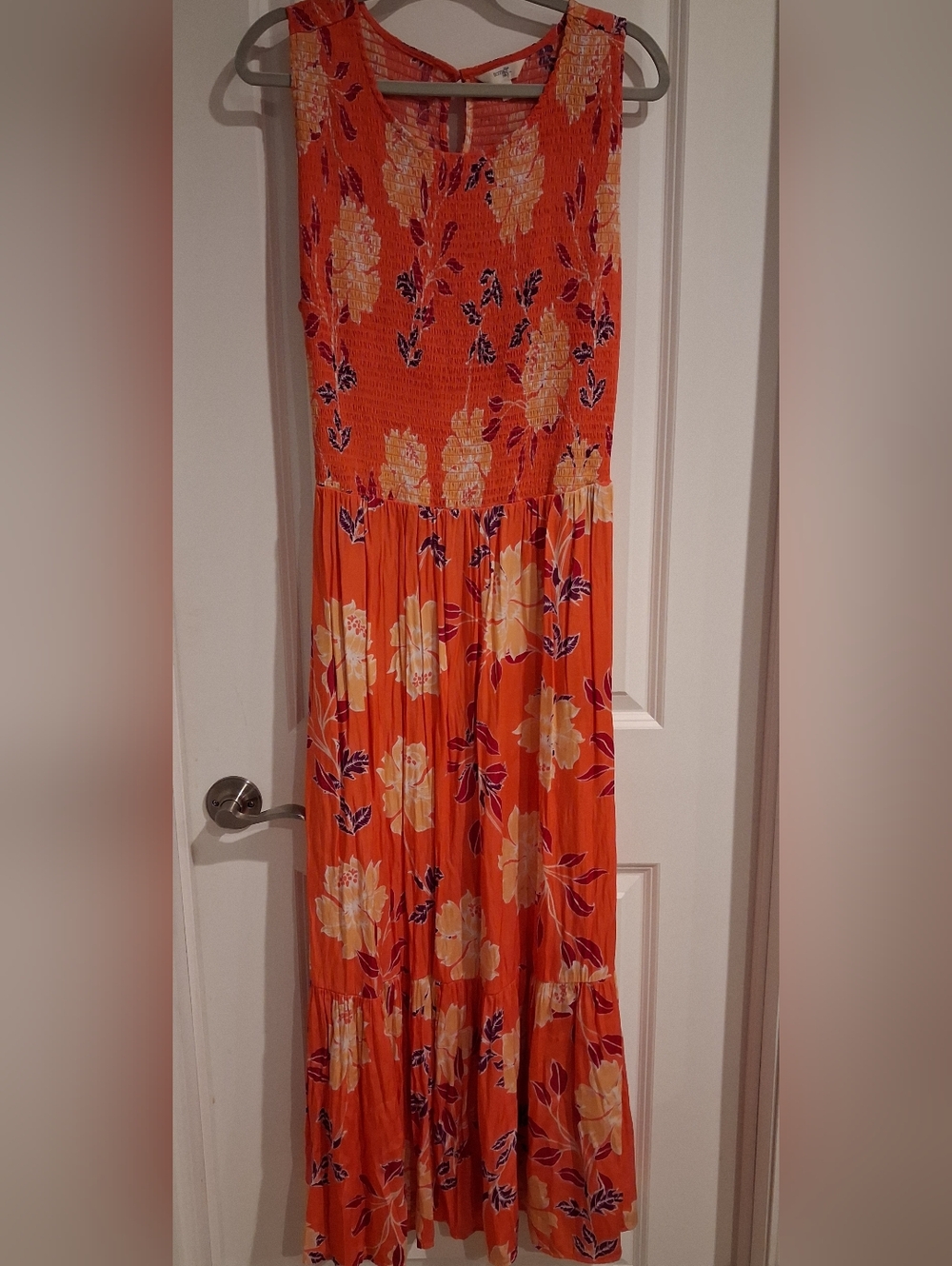 Terra & Sky Coral and Navy Floral Maxi Dress